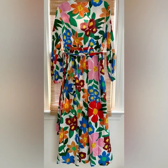 Mara Hoffman Luna Flora Maxi Dress Size Large L FLAWS - Picture 5 of 11